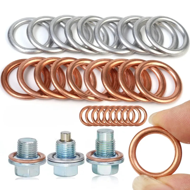 Car Oil Pan Drain Gasket Drainage Bolt Pad Aluminum/ Copper Oil Drain Plug Gasket Replaceable Accessories for Volkswagen Audi