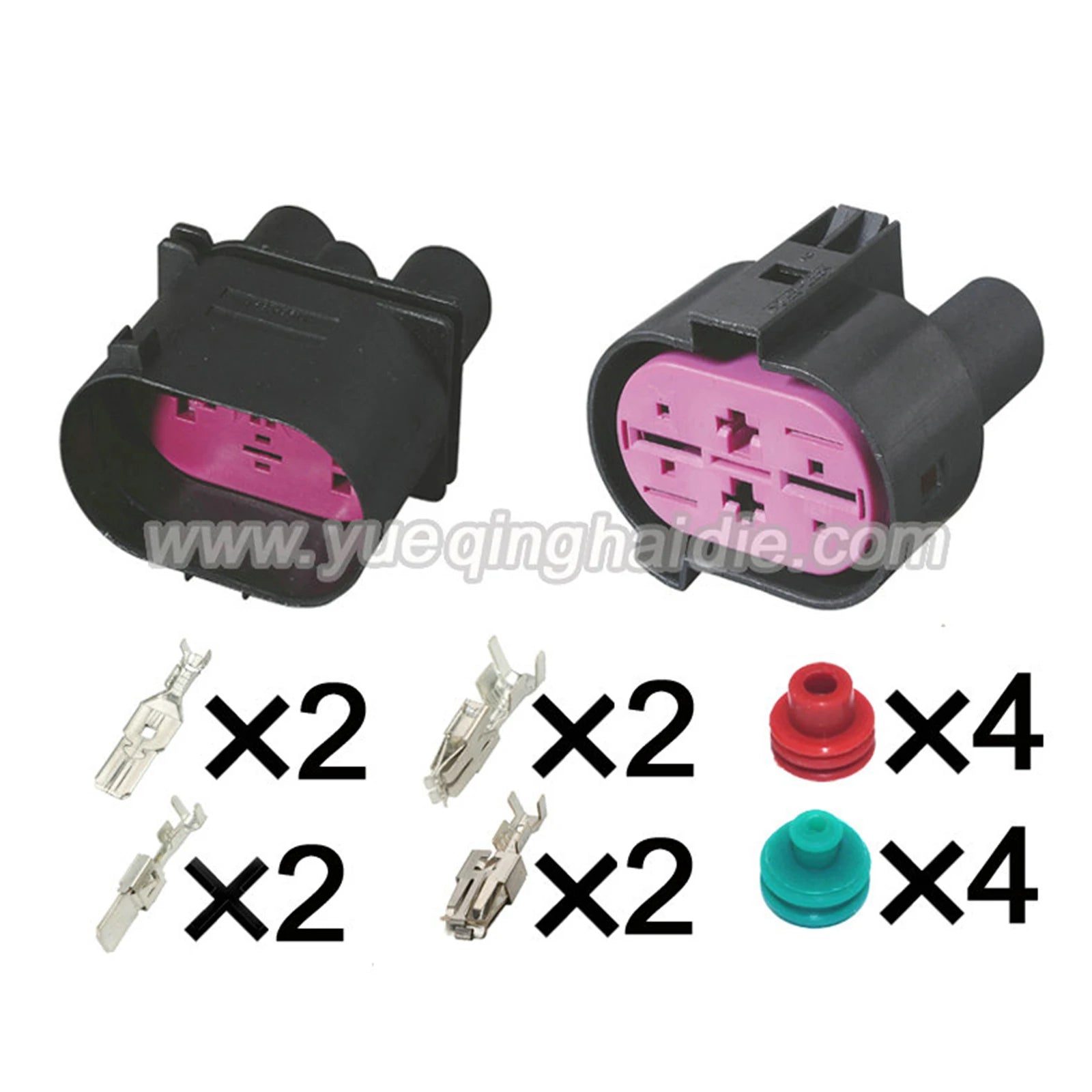 4Pin Connector Waterproof 6.3mm 9.5mm Male Female Connector Automotive Wiring Harness Cable Socket for VW 1J0906444 1J0906234