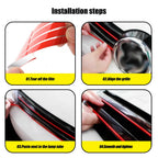 Car Front Hood Reflective Sticker Grille Moulding Red Decoration Strip Sticker Waterproof Car Exterior Reflective Sticker Decals