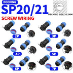 5/10/100 Sets SP16 SP17 SP20 SP21 2PIN-12PIN Screw Wiring Waterproof Aviation Connectors IP68, Electrical Cable Wire Connector