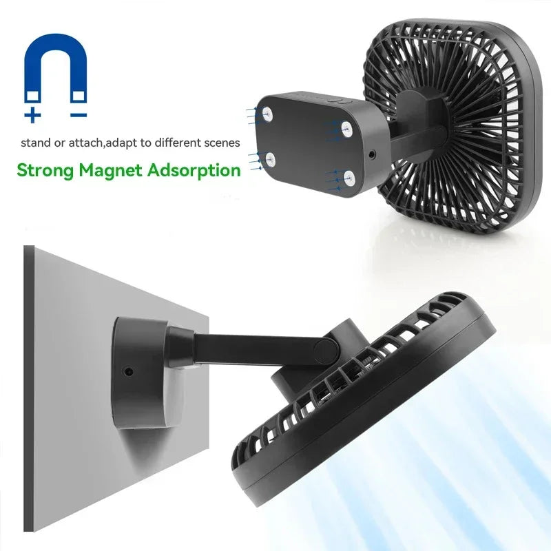 AD-Desktop Mini Rechargeable USB Fan With Timer Foldable 3 Speed 7 Leaf Portable Quiet Fan For Office Outdoor Camping Amagi