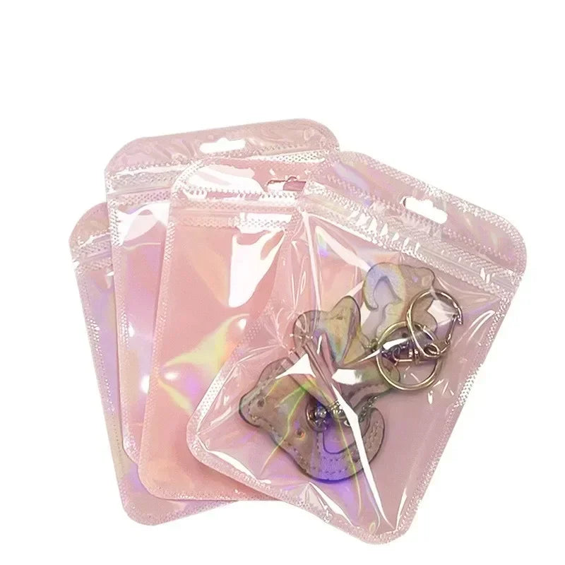 Colorful Laser Ziplock Bag Packaging Bags For Earring Jewelry Display Bags Pouch Gift Packaging Resealable Storage Bag Amagi