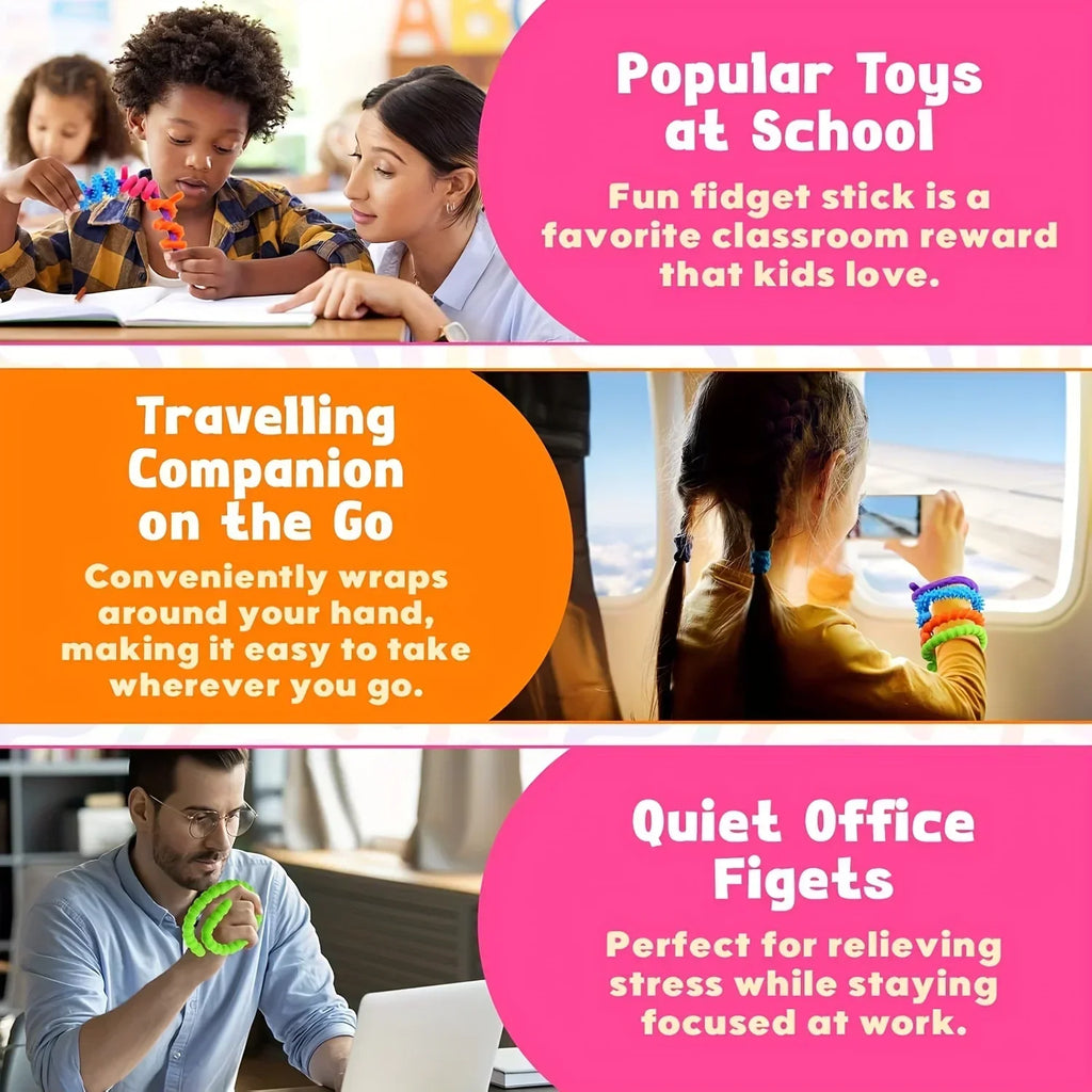 Sensory Sticks Toys, Anti Stress Relief Anxiety Silicone Textured Calming Sensory Toy For Autism ADHD Kids Antistress Amagi