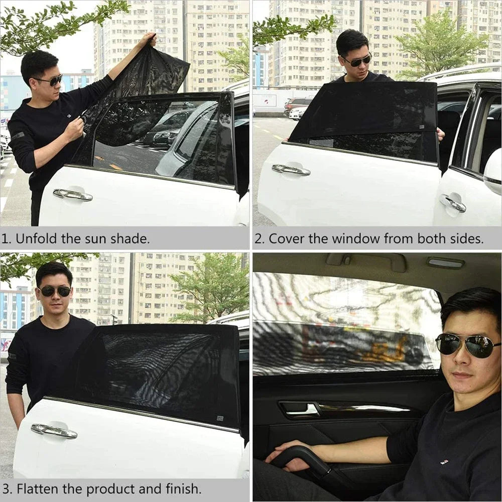 4pcs/set Universal Fit Car Window Sun Shades Premium Breathable Mesh Screen for Optimal Sun Protection and Privacy Covers amagi