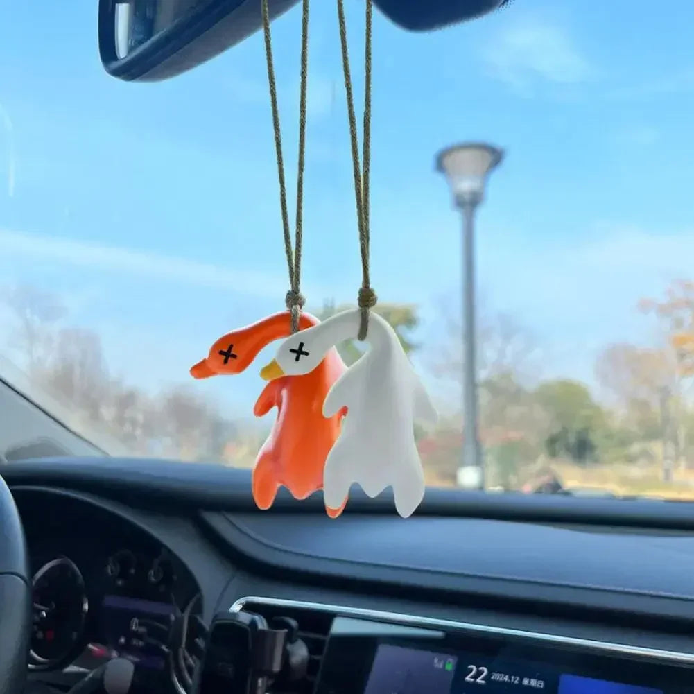 Funny Color-Changing Plaster Anime Duck Car Mirror Hanging Decor Cute Car Interior Decoration Accessories Amagi