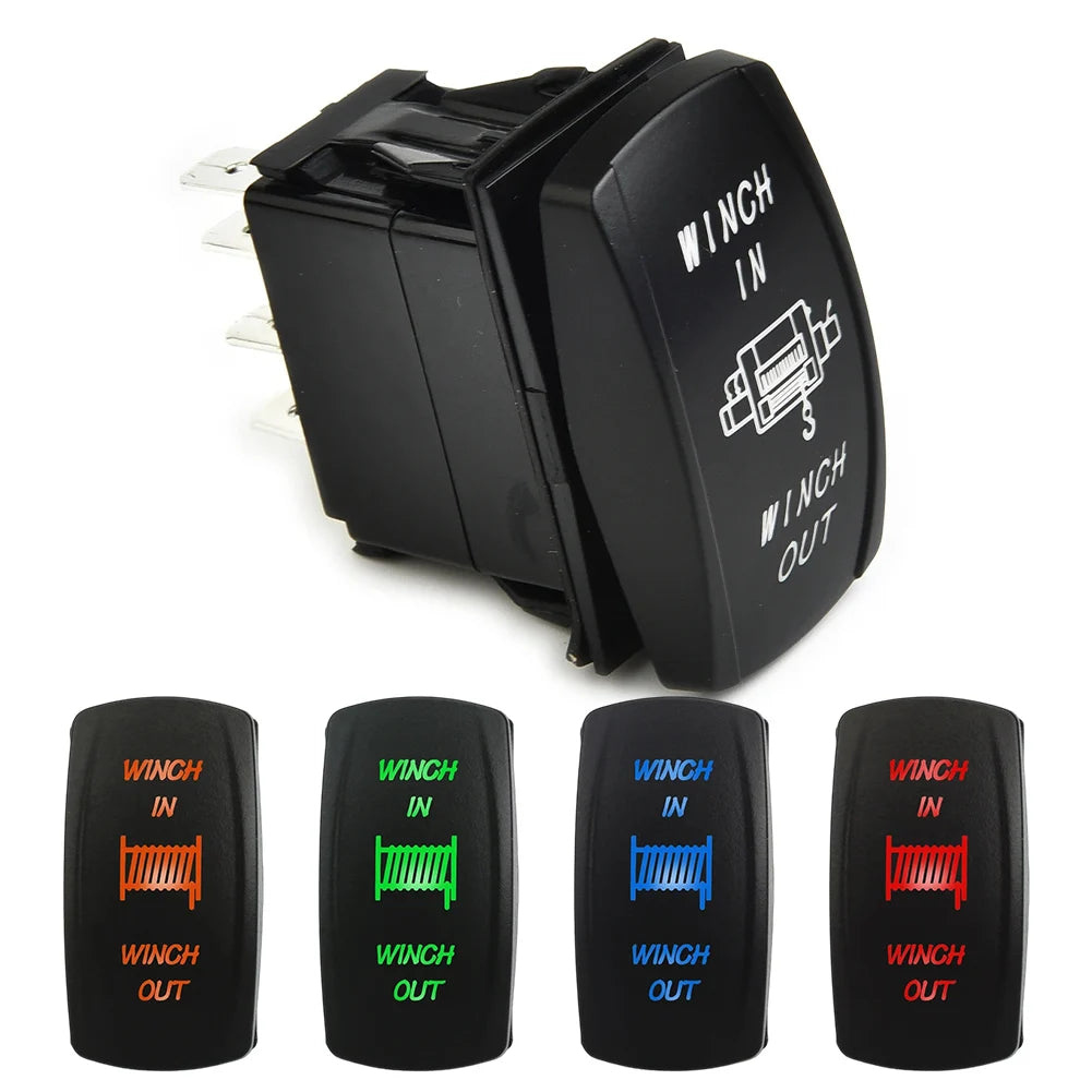 1 PC Winch IN OUT  Switch LED Rocker UTV Truck Boat 7 Pin  Switch Boat-shaped Switch For  Car Marine Truck Camper  Accessorie