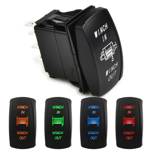 1 PC Winch IN OUT  Switch LED Rocker UTV Truck Boat 7 Pin  Switch Boat-shaped Switch For  Car Marine Truck Camper  Accessorie