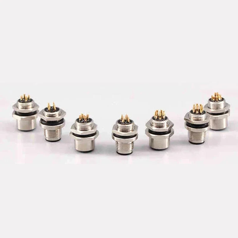 1pcs M12 4pin 5 8Pin Sensor Connector Panel Back Mount Waterproof Flange Socket Threaded Coupling Male&Female A Code Connectors