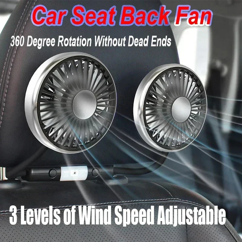 Car Fan Cooling Dual Head Type-c Usb Car Fan 3 Speeds Adjustable Auto Cooler Air Fan With LED Lights Car Accessories Amagi