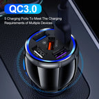 66W USB Type C Fast Charger For Car PD 4 USB Car Quick Charge QC3.0 12/24 V Cigarette Lighter Charger Adapter For iPhone Xiaomi
