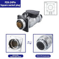 P28 Aviation Connector, Square Flange Socket, Male/Female Circular Butt Joint, 2/3/4/5/7/10/12/14/16/19/20/24 Pin, P28K2Q PLS28