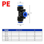 Pneumatic Push-In Tube Fittings – 4/6/8/10/12mm OD, Multiple Types: Straight Union, Elbow, Tee, Male Thread, Quick-Connect