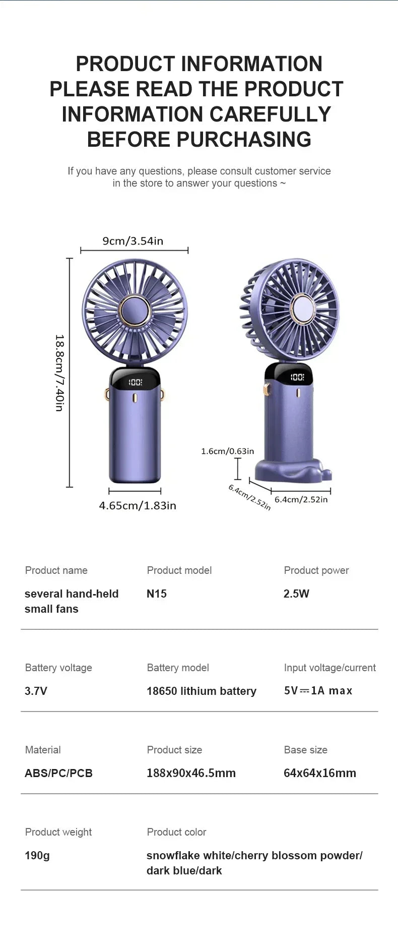 Car 3 in 1 Portable Fan Handheld Neck Desk Fan 5 Speed Digital Display Ultra Quiet Makeup Fan for Women Desktop Clip Office Amag