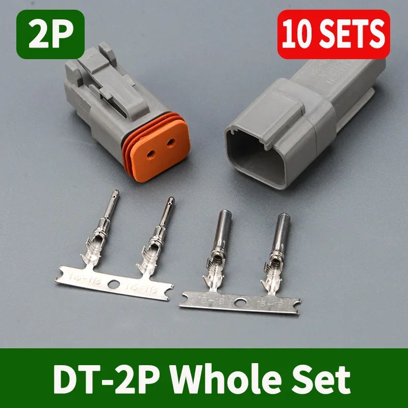 10 Sets Deutsch DT Connector DT06-2S/DT04-2P 2P 3P 4P 6P 8P 12P Waterproof Electrical Connector For car Motor With Pins 22-16AWG
