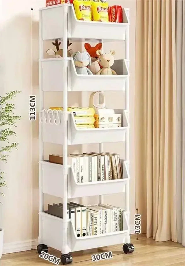 Versatile 2-5Tier Rolling Storage Cart with Wheels Perfect Bathroom Kitchen Office Ideal Groceries Snacks Toys Books Toiletries