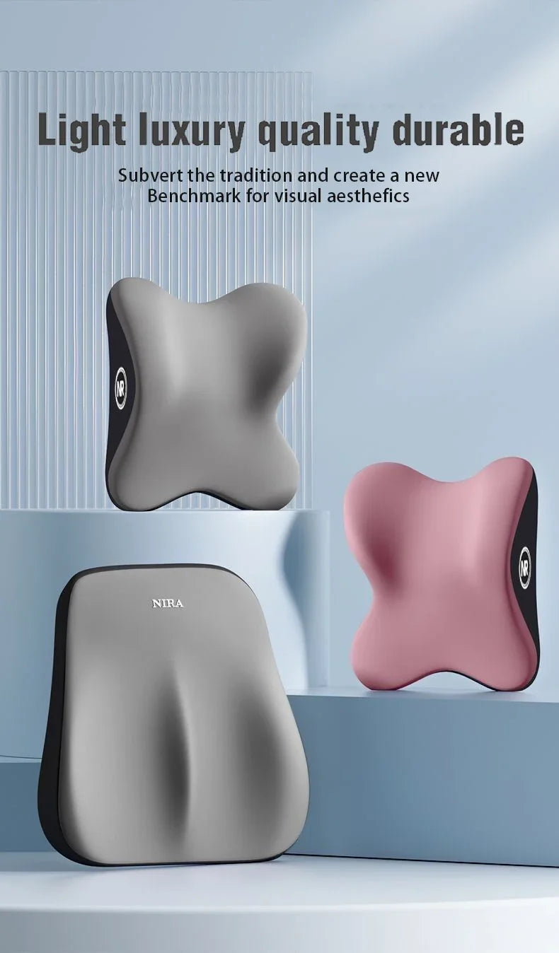 Car Memory Foam Headrest Set Car Neck Pillow Car Lumbar Waist Cushion Waist Support Car Seat Pillow Accessories Tools