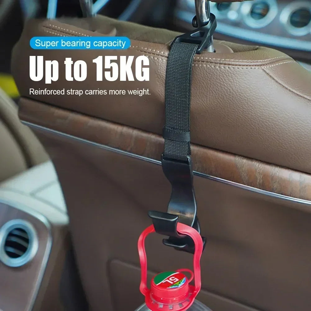 2Pcs Car Back Seat Hook Multi-function Rear Seat Headrest Hanging Hook Umbrella Holder Back Storage Interior Organizer Amagi