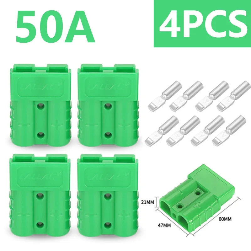 4Pcs  50A/120A Quick Connect Plug Kit - Silver Plated Copper Connector for 12-36V Winch/ATV/Trailer Wiring