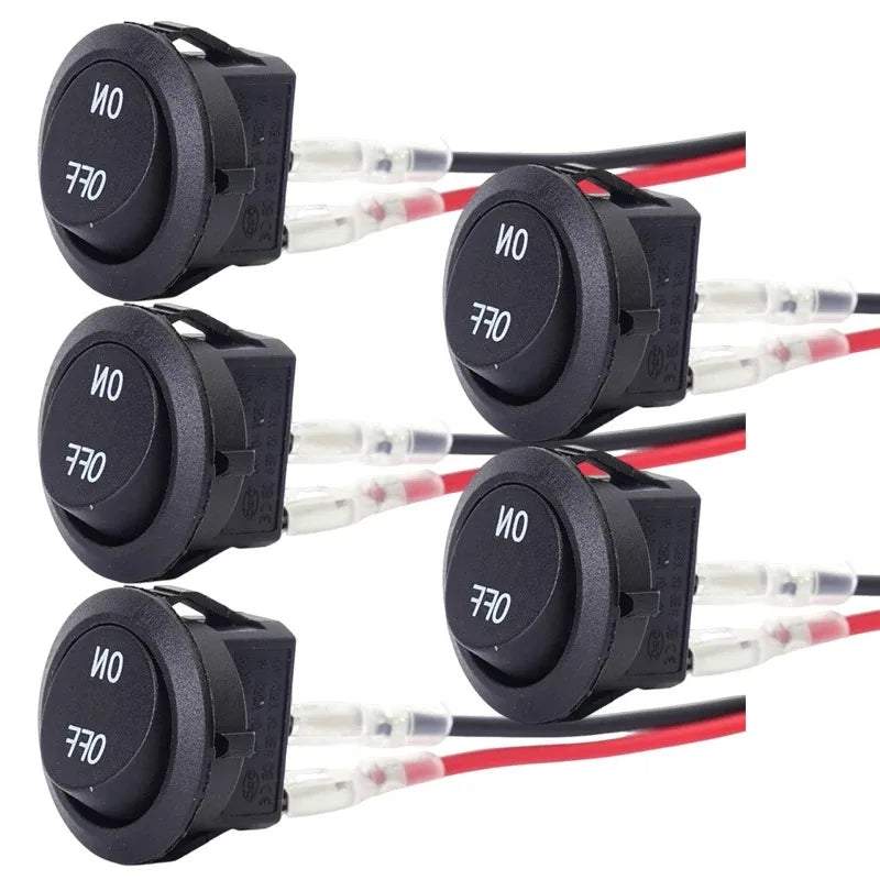 1/5/10pcs Car Motorcycle Toggle ON-OFF 2 Pin Rocker Switch with 16CM Pre-Wired Terminals 12V/24V Power Switch for Marine Boat
