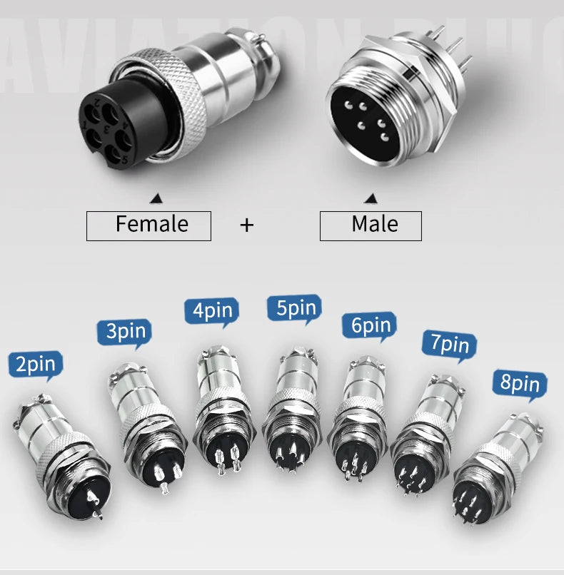 1PCS GX16 Auto Waterproof Connectors 2-10 Pins with Power Cable Line Socket Plug—Suitable for Industrial Machinery and Equipment
