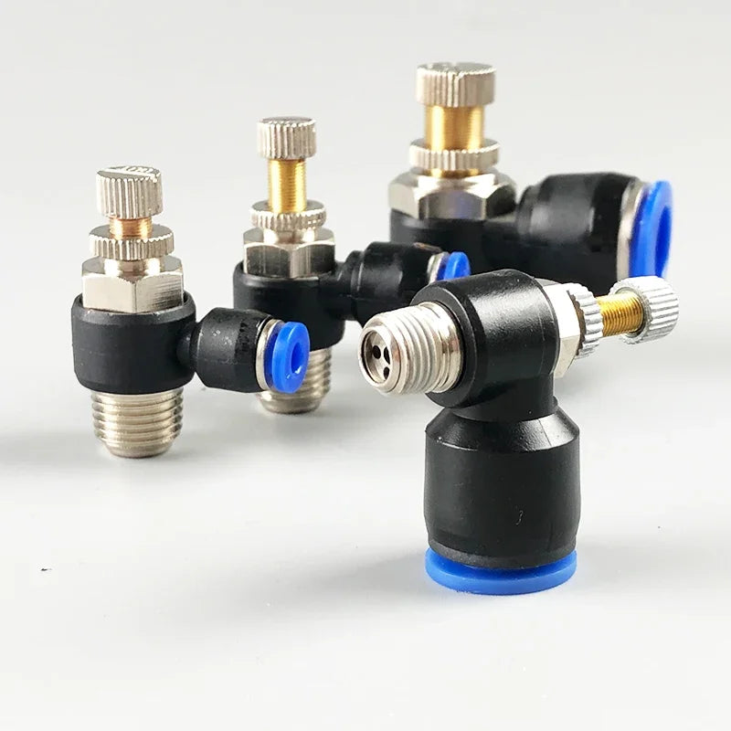 5PCS SL Throttle Valve - 4-12mm Fast Connector for M5 & 1/8-1/2" Air Speed Control, Speed Regulating Valve Pneumatic Fittings