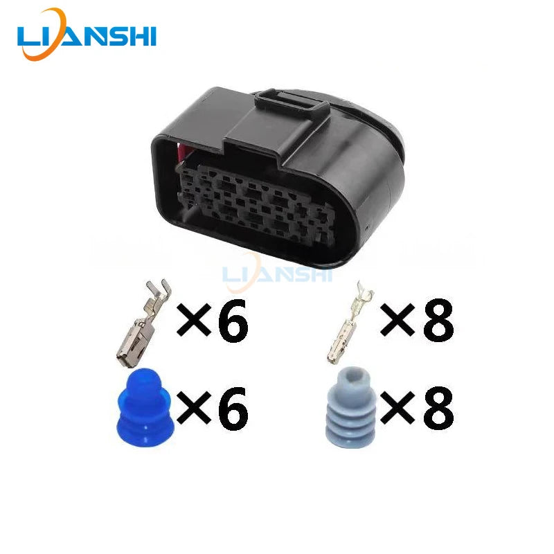 14P is suitable for Volkswagen Audi xenon LED headlight cabin wiring harness plug 3C0973837, male and female 3C0973737