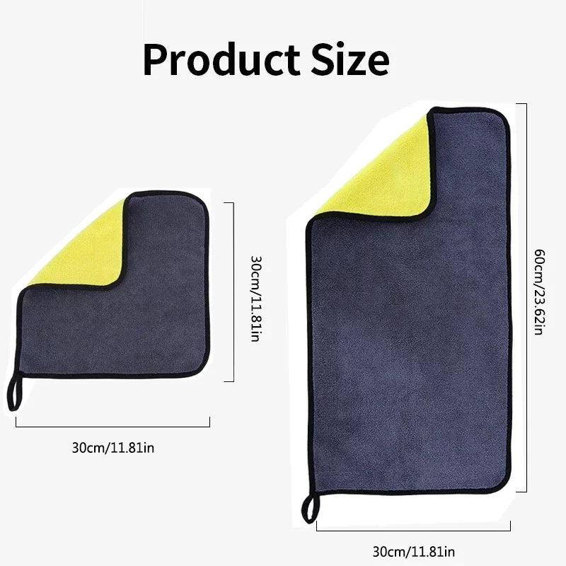 Microfiber Cleaning Towel Thicken Soft Drying Cloth Car Body Washing Towels Double Layer Clean Rags Car Accessories Amagi