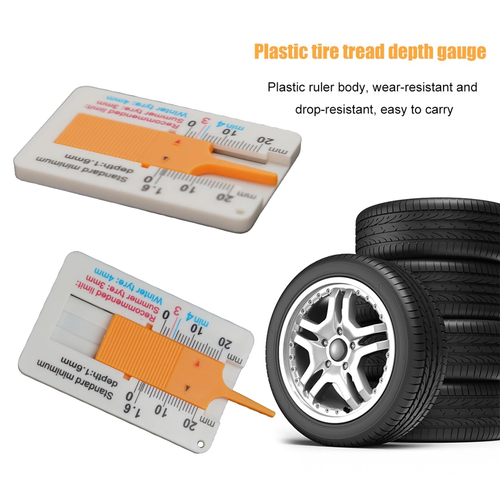 1 PCS Plastic Tire  Tread Ruler 0-20MM Vernier Depth  Caliper Tire Tread Depth Ruler Tire  Tread Depth Ruler  Vernier Depth Gage