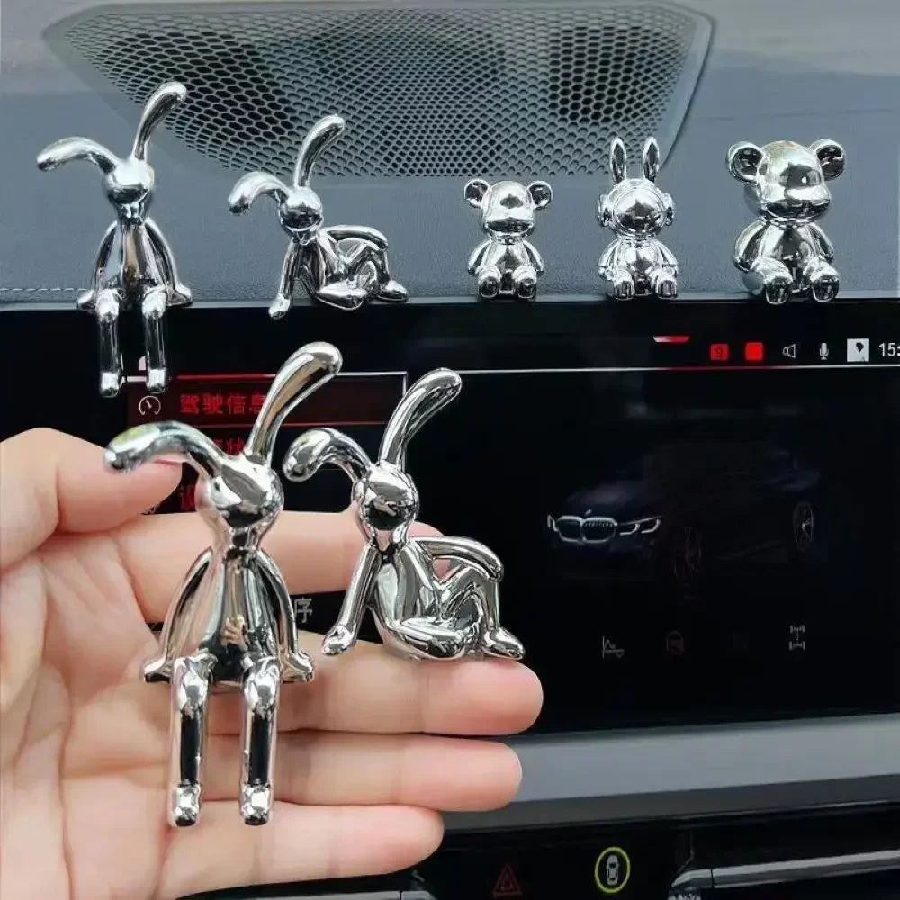 Rabbit Figurine Long-Eared Rabbit Statue Home Office Desktop Decoration Car Central Control Easter Bunny Art Ornaments Amagi