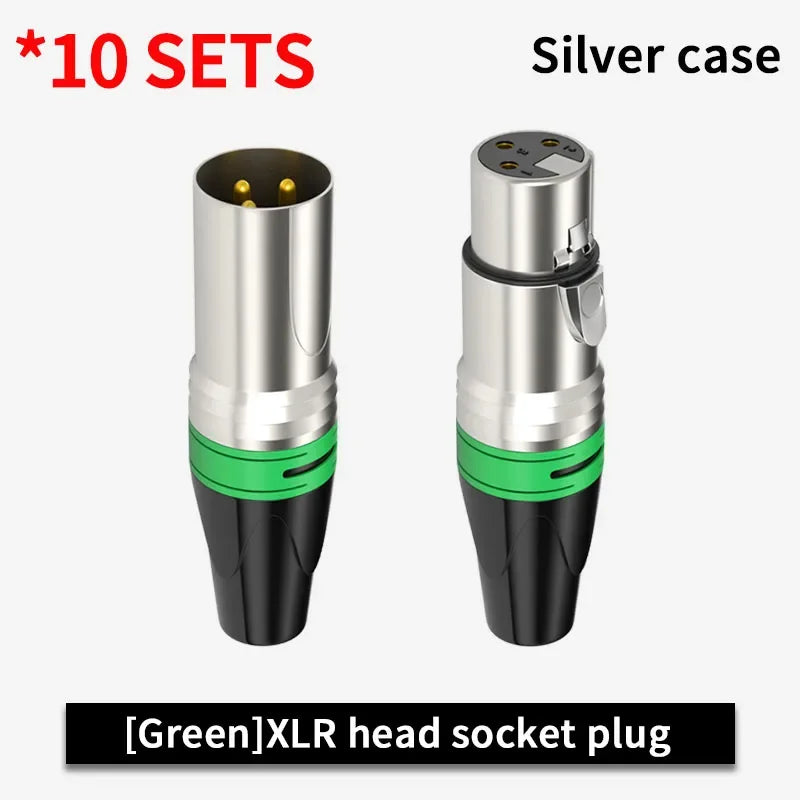 10 Set 3Pin XLR Color Head Pure Copper Pin Male and Female Audio Microphone Connector Canon Welding Plug Socket