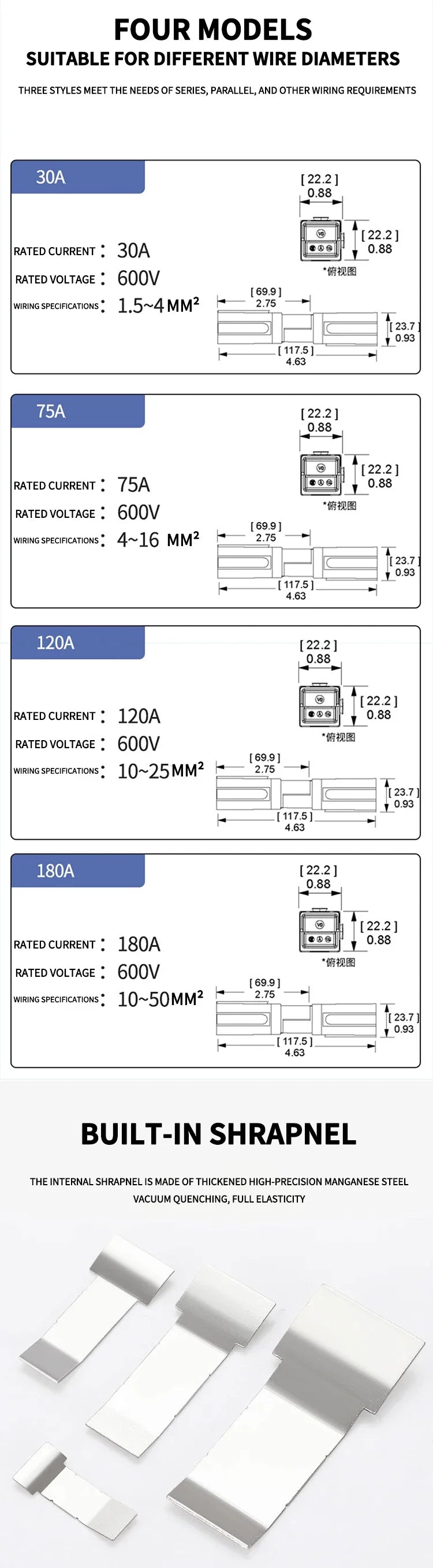 40/90/200/500Pcs/Box  Single Pole Plug 30A High Current Connector - PP Battery Forklift Power Terminals Bulk Pack