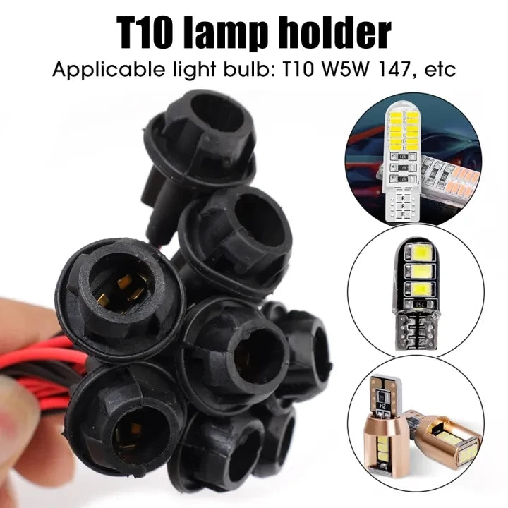 16/1pcs DC12V T10 W5W 147 Dashboard Wedge Light Bulb Socket Rubber Light Bulb Socket Lamp Holder Connector for Auto Truck Boat