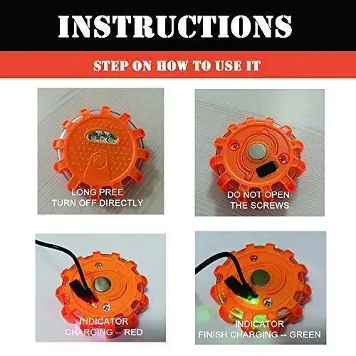 3 Pack LED Road Flares Emergency Warning Lights USB Rechargeable Magnetic Flashing Base Safety Disc for Roadside Assistance Amag
