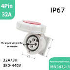 1PCS 4Pin 32A-3h Refrigerated and Refrigerated Container  Industrial Plug Quad Marine Four Hole Connector Socket 380-440V MN3412