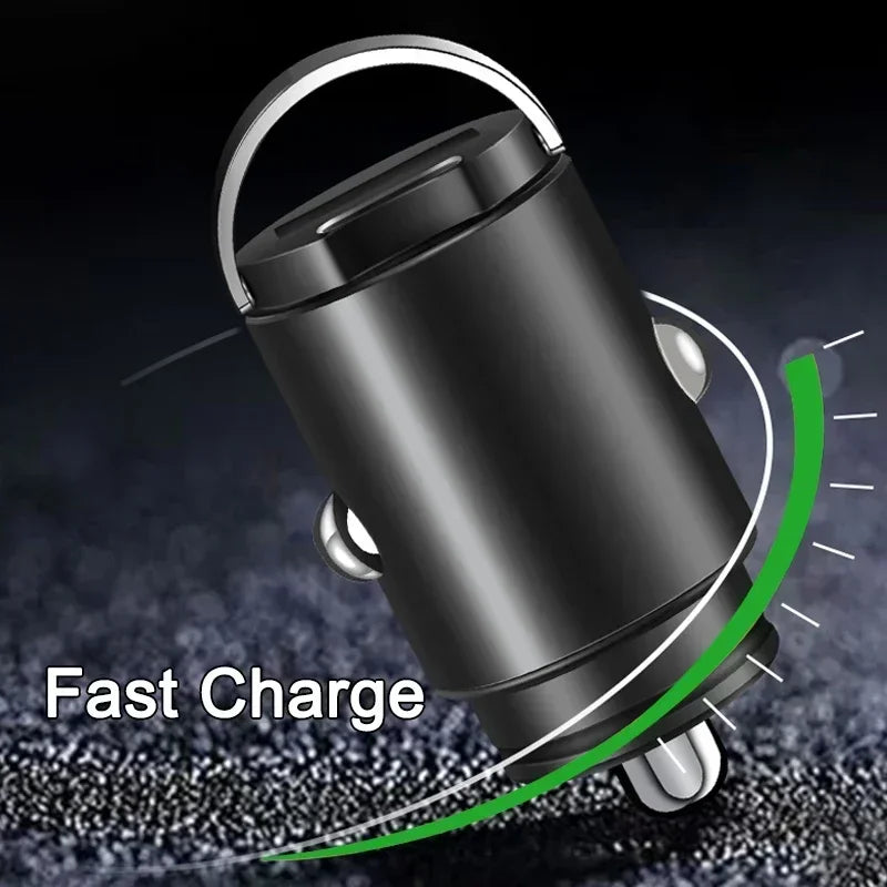 For Iphone/Samsung/Huawei/Xiaomi 100/200W USB Aluminum Alloy Mini Car Charger Adapter Double Ports Fast Cigarette Lighter Amagi