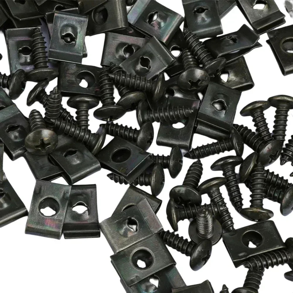 Metal U-Type Screw Fastener Clip Car Base Anti-rust Clamp Fastener Bumper Fender Trim Panel Fastener Board Protection Amagi