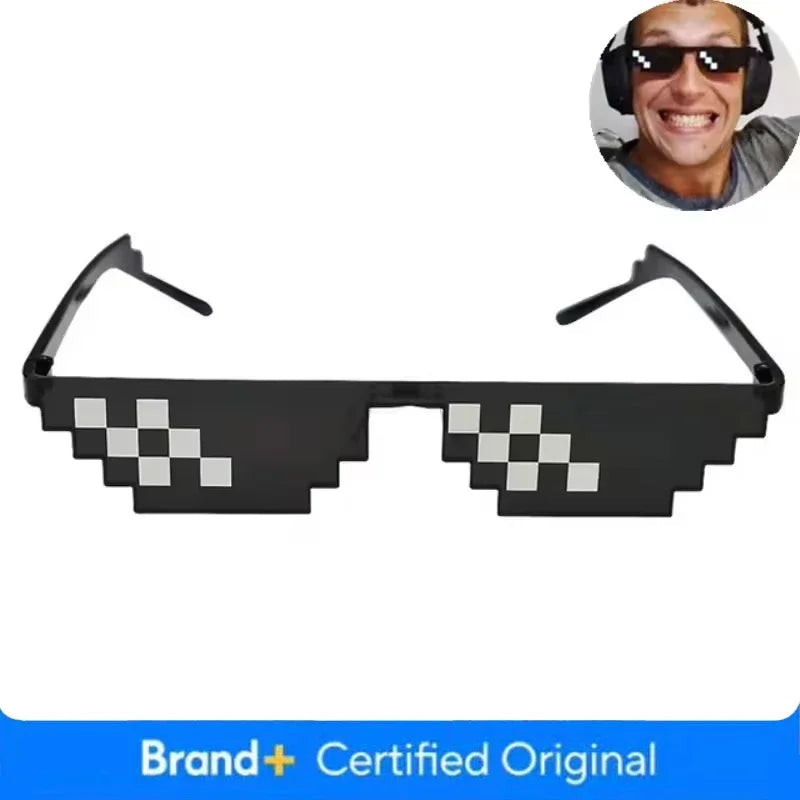 8 Bit Thug Life Sunglasses Pixelated Men Women Brand Party Eyeglasses Mosaic UV400 Vintage Eyewear Unisex Gift Toy Glasses Amagi