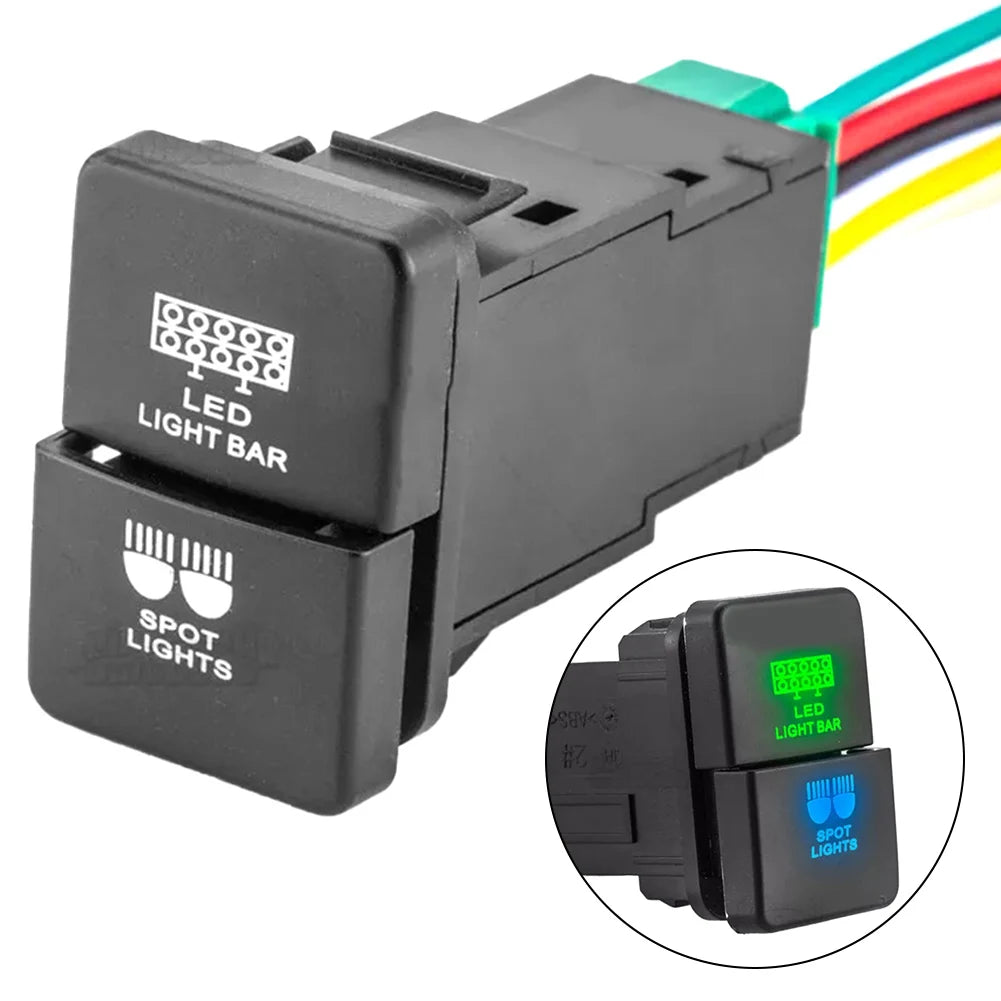 Car Fog Light Dual Push Switch Button LED Light Bar Fog Light W/ Wire For Toyota For Tacoma Button Switch Repair Replace