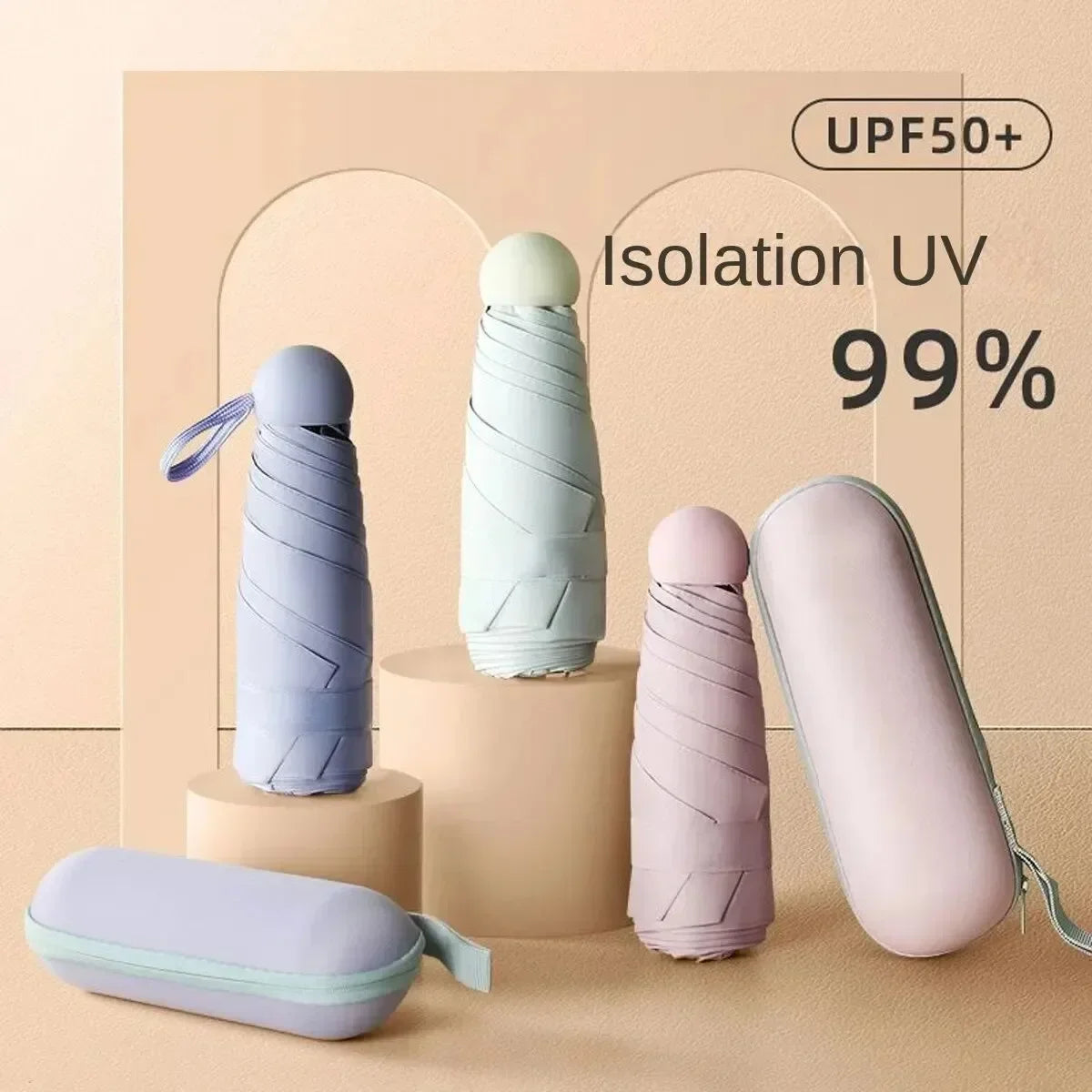Mini Sunscreen Sunshade Umbrella Portable Travel Gift UV Protection Compact Dopamine Color Rainproof Cute Compact Umbrella Amagi