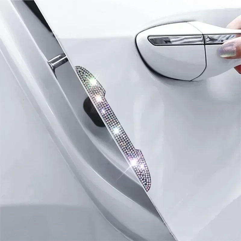 Bling Rhinestone Car Door Handle Scratch Protectors Suitable For All Cars Vehicles SUVs Side Mirrors Car Door Edge Guards Amagi