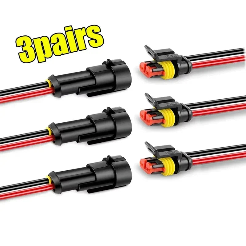 1-10Sets Automotive 2 Pin Way Wire Waterproof Electrical Connectors Suitable for Trucks Ship Jet Ski Scooter Car and Ship