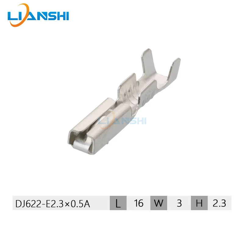 100pcs 2.3 series terminal copper terminal spring square car connector DJ622-E2.3×0.5A