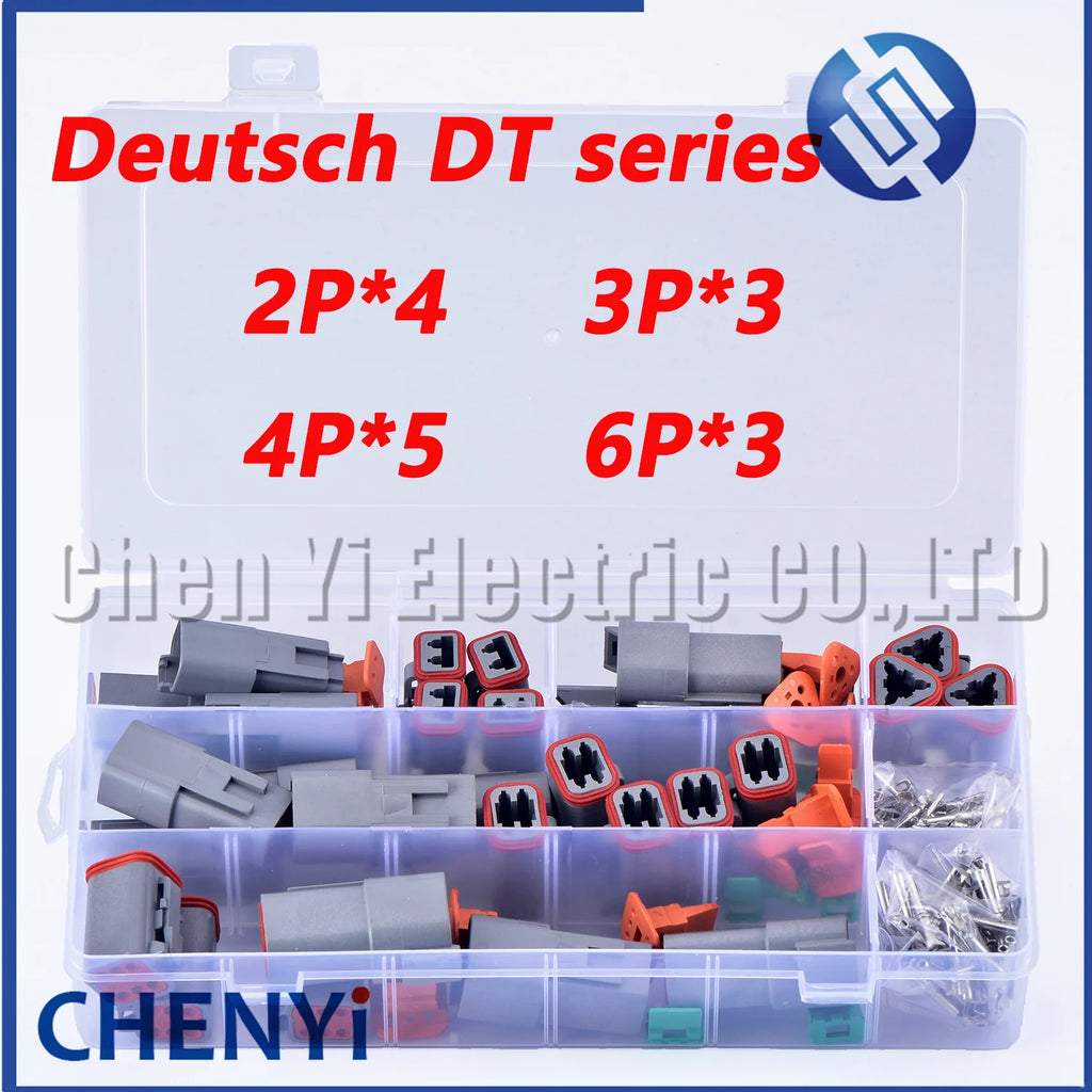 250 Pcs Deutsch DT series Automotive Waterproof Wire Connector Kit DT06-2/3/4/6S DT04-2/3/4/6P Sealed Plug with pins box