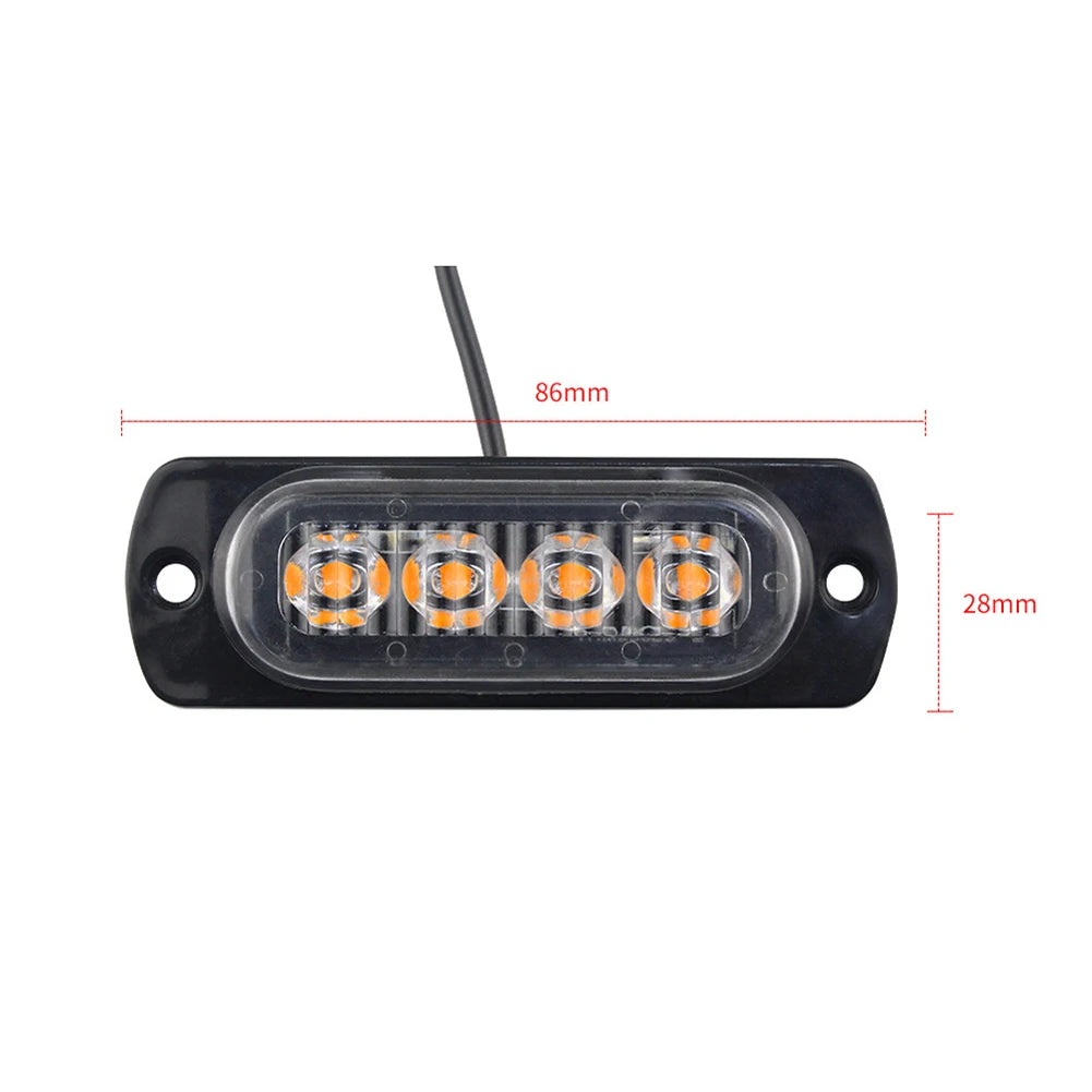 1PC 4Leds Car Light Grill Light Car Truck Trailer Beacon Lamp LED Side Light Car Grill Breakdown Light Lamp LED