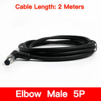 2m M8 Sensor Connector Cable, Straight & Right Angle Options, Male/Female, 3/4/5/6/8 Pin, Waterproof Molded Plug for Industry