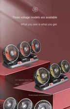 New Car Fan 360° Adjustable Triple-Head 12V/24V USB Powerful Cooling Circulation Ideal for Vehicle Comfort on Long Drives amagi
