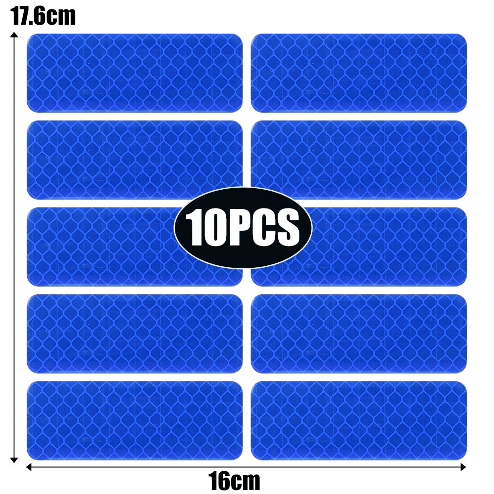 10pcs Car Bumper Reflective Safety Strip Sticker Warning Reflector Tape Auto Car Accessories Exterior Interior Reflector Sticker
