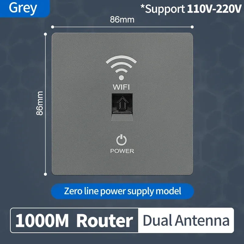 In-Wall Smart WiFi Router Panel 1000Mbps - 86-Type Hidden AP with 110V-220V for Home/Hotel Network Coverage