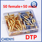 50 Pcs Female male Stainless Steel Gold Plate Terminal Pin 14–12 AWG Wire Size 0460-220-123 0462-210-1231 For Deutsch DTP