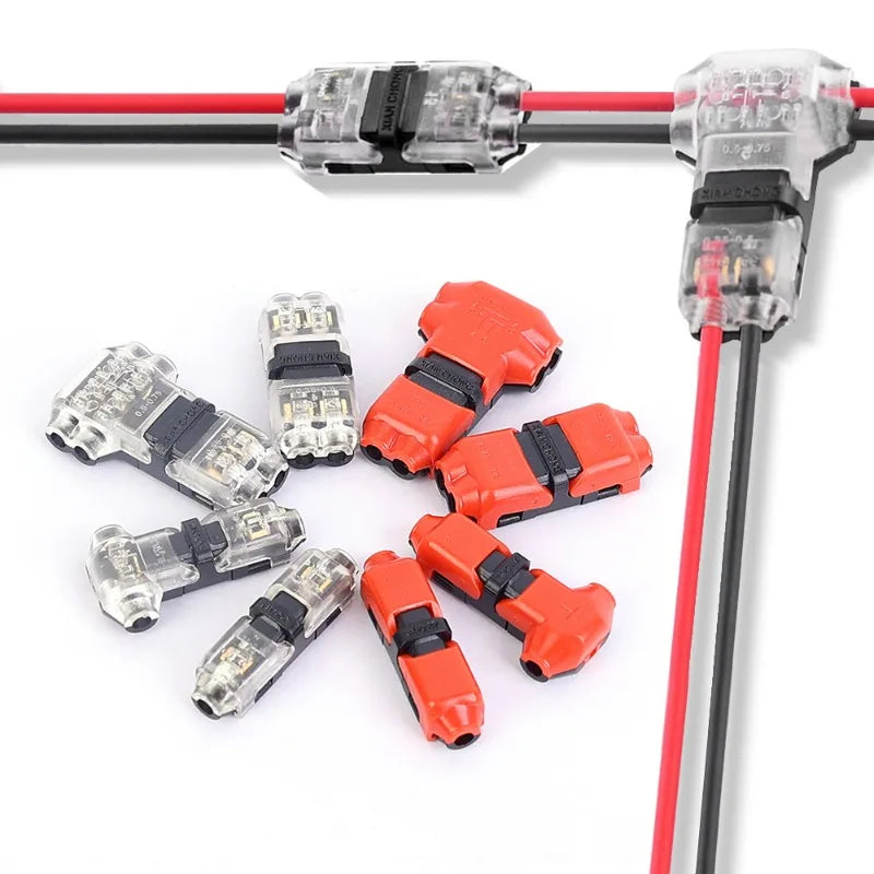 10/1pcs Wire Connectors Low Voltage Wire Connectors Solid Connection T Tap Wire Connectors T Type 2 Pin Wires Splicing Connector